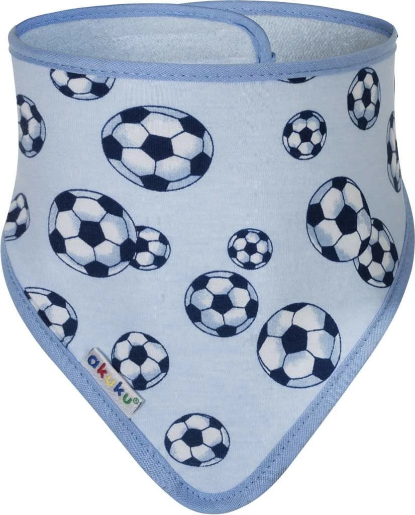 bib-shall për bebe, AKUKU, 100% pambuk, 38x16 cm, mbyllje me velcro, për djem, ngjyrë turkuaz, set 2 copë