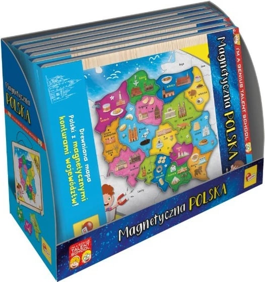 Hartë magnetike e Polonisë Lisciani I'M A Genius 304-PL105496, dru, edukative, copa magnetike, 7+