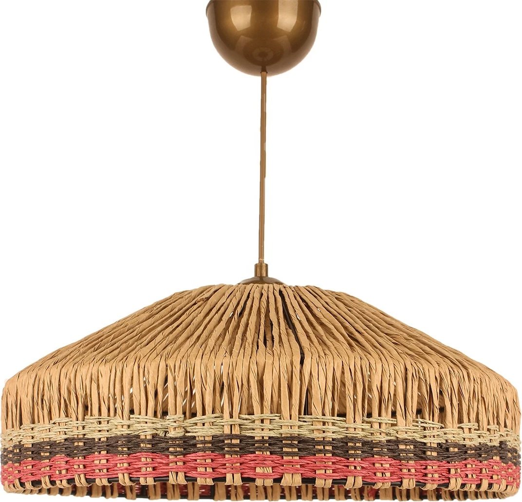 Llambë tavani Opviq, BK025, trup metalik, kapak makrame, ngjyrë ecru