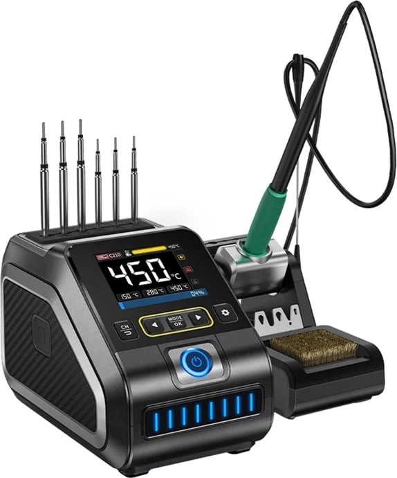 Stacion saldimi FNIRSI DWS-200 F, 200 W, ekran 2.8" TFT, 100–450°C, PID, kompatibil F210/F245