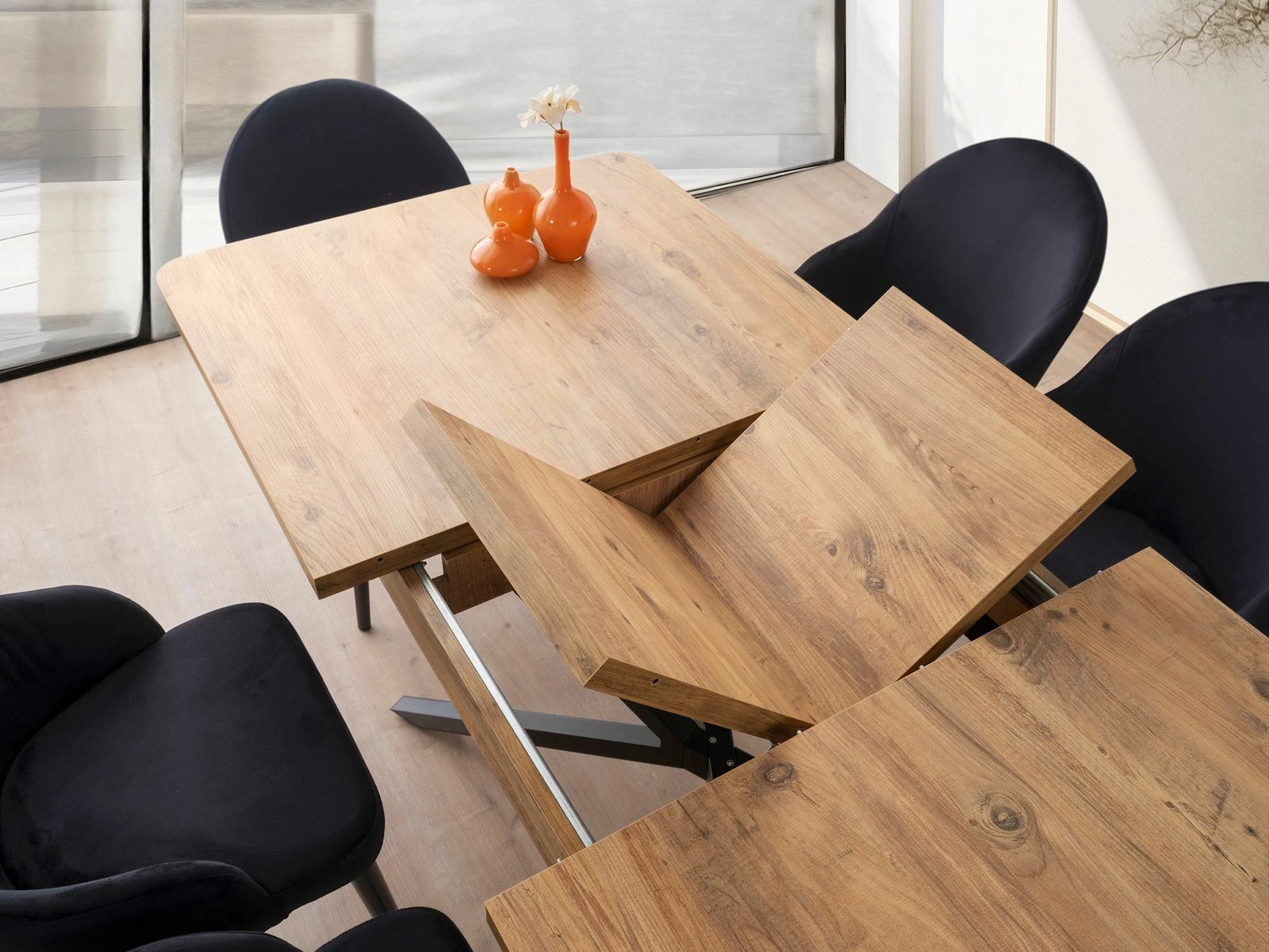 Tavolinë ngrënie me zgjatje, ngjyrë kafe, Skye Decor, Falcon - 2961