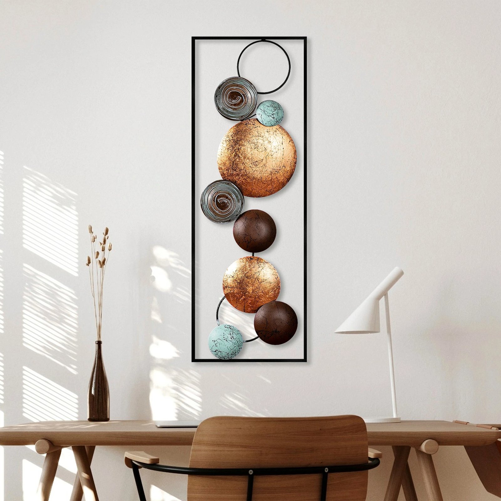 Aksesor dekorativ metalik për mur Wallity, teksturë, shumëngjyrësh, 32x90x4cm