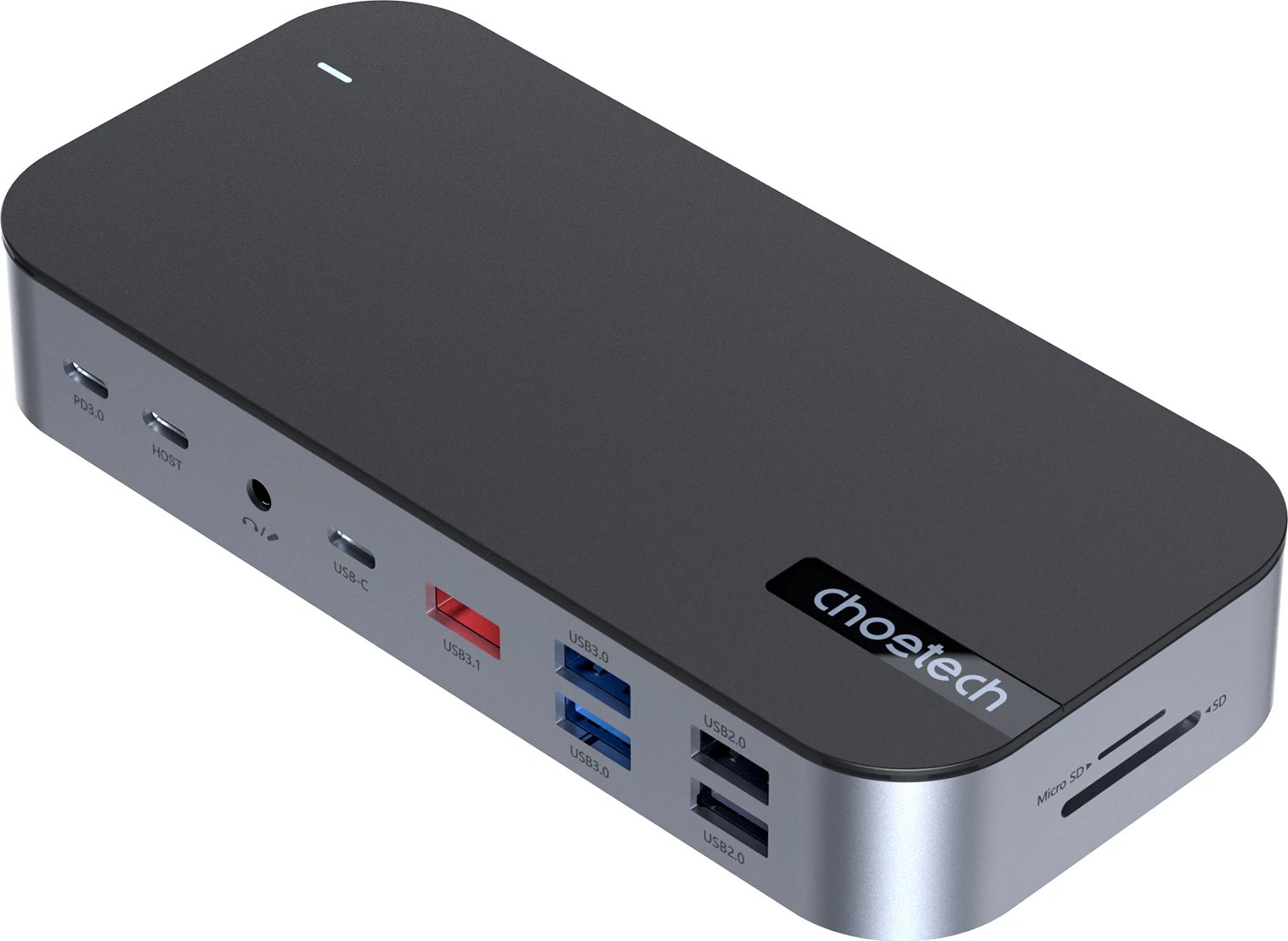 Kasë Choetech HUB-M52, USB-C, HDMI, VGA, DP, SD, RJ45, Gri