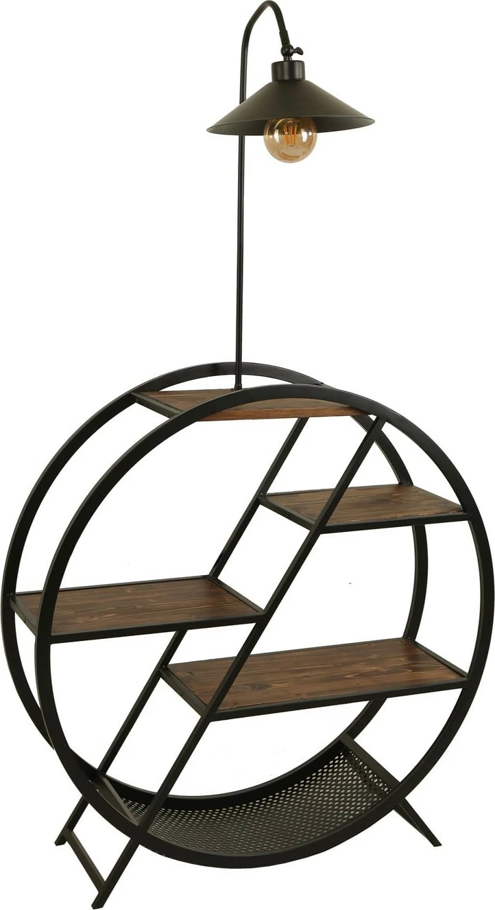 Llambë dyshemeje me raft libra, ngjyrë arre, Opviq 8529-2