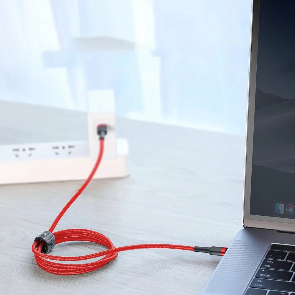 Kabllo USB-C Baseus CATKLF-H91, 2m, 60W, e zezë dhe e kuqe