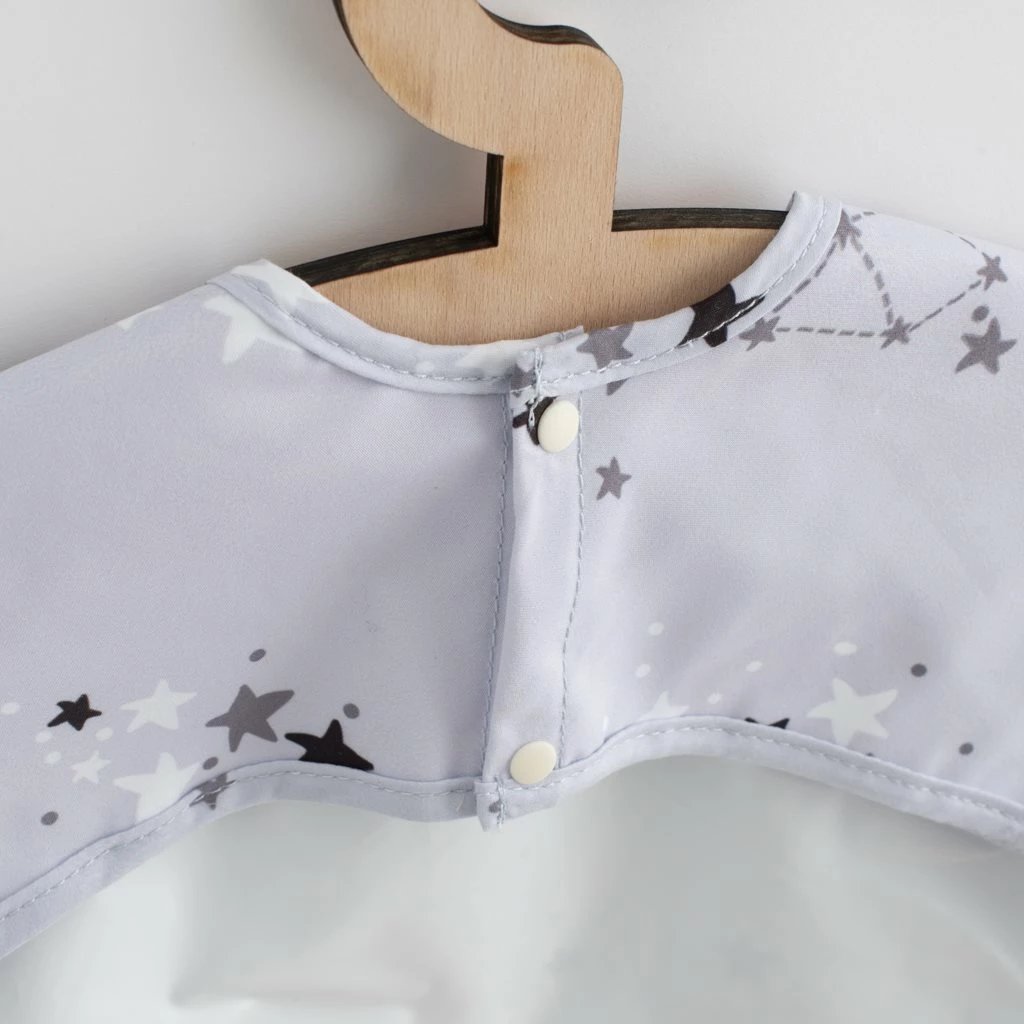 Pelerinë për ushqim me mëngë të gjata, New Baby, 45x36 cm, 100% poliester, gri