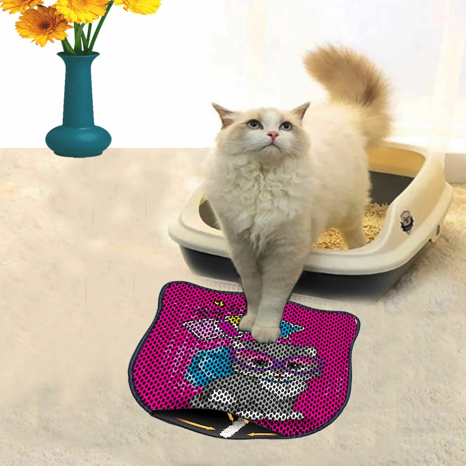 Tapet për rërë mace, shumëngjyrësh, Paws & Whiskers, Kdkafa0244, 40x50cm