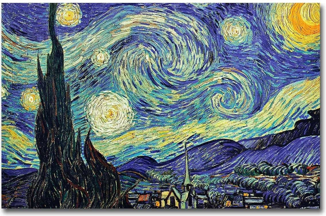 Pikturë dekorative në kanavacë, Wallity FAMOUSART-13, Van Gogh Starry Night, shumëngjyrëshe, 45x70cm