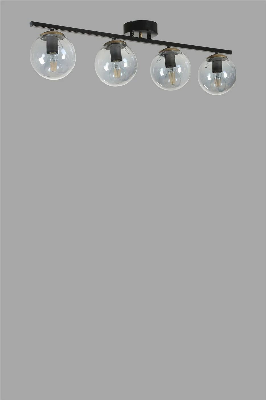 Llambë tavani Opviq Yeni Can 4 llampa, metal i zi, xham fume