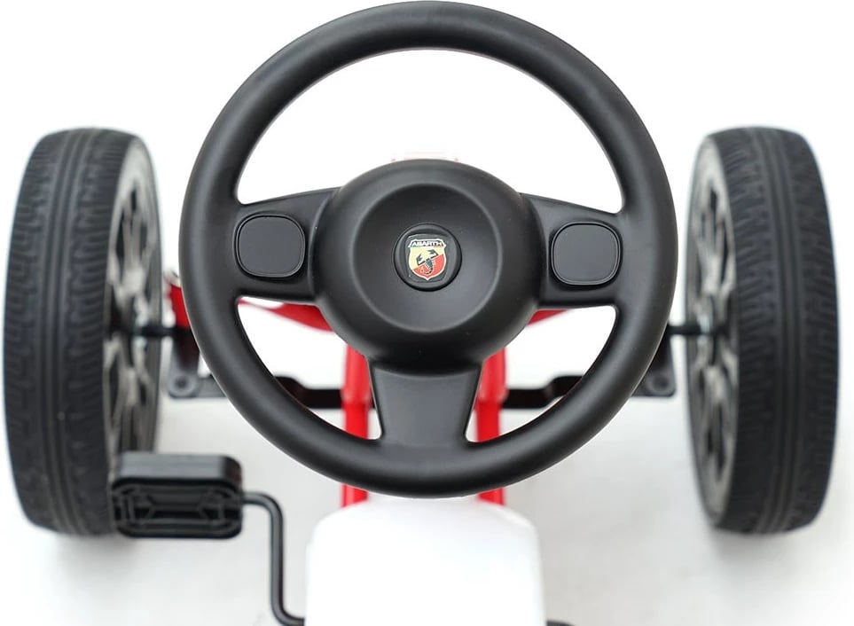 Gokart me pedale, Milly Mally Abarth, fëmijë 3-9 vjeç, transmetim përpara/prapa, frenë dore, goma EVA, i bardhë