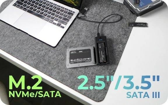 Docking station IcyBox IB-180MS-C31 për SSD/HDD 2.5"/3.5" & M.2 NVMe/SATA, USB 3.2, E zezë