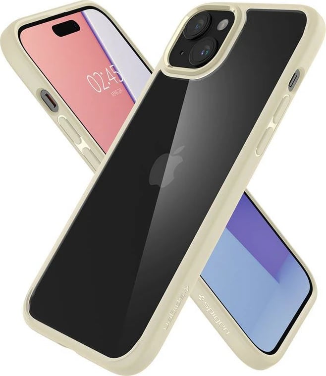 Mbështjellës Spigen Crystal Hybrid për iPhone 15 Plus, Transparent Beige