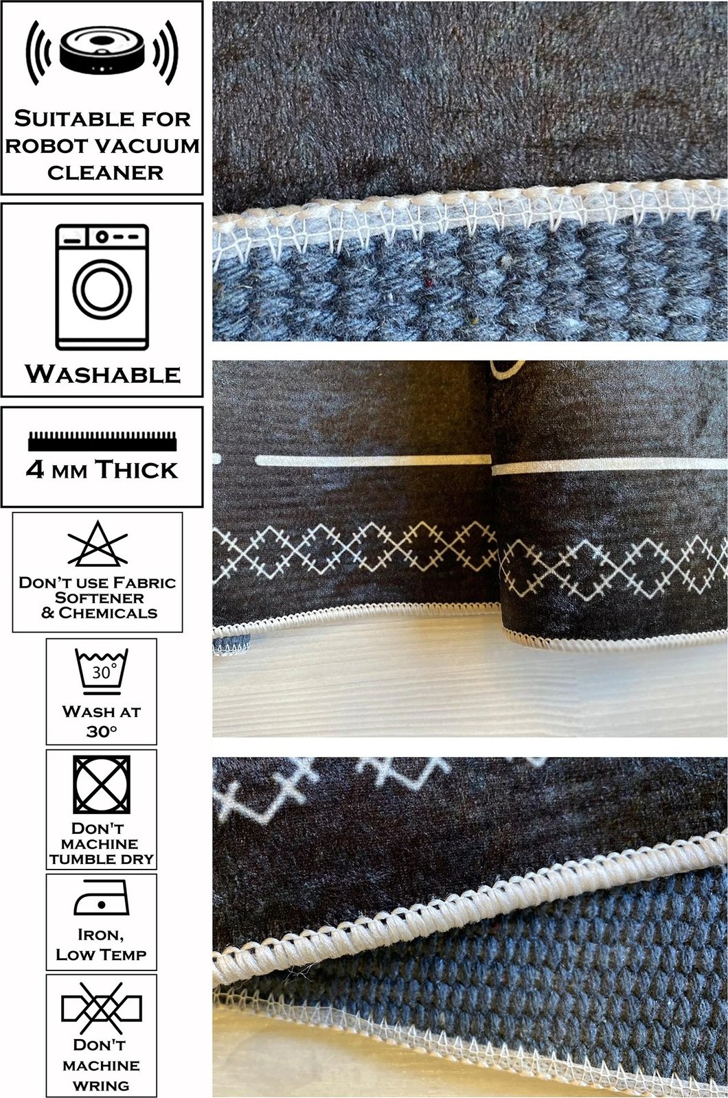 Qilim i rrumbullakët për fëmijë, ngjyrë e bardhë, dizajn me kafshë, Conceptum Hypnose, Woopamuk109, 100x100cm