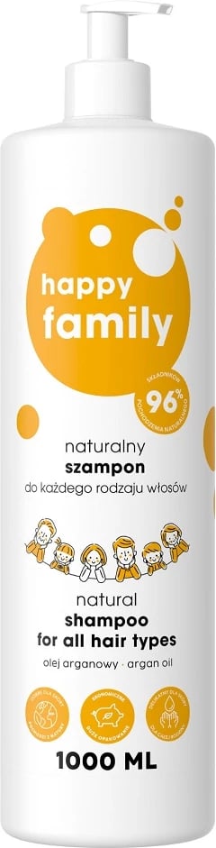 Shampon natyral për të gjitha llojet e flokëve HAPPY FAMILY 1000ml