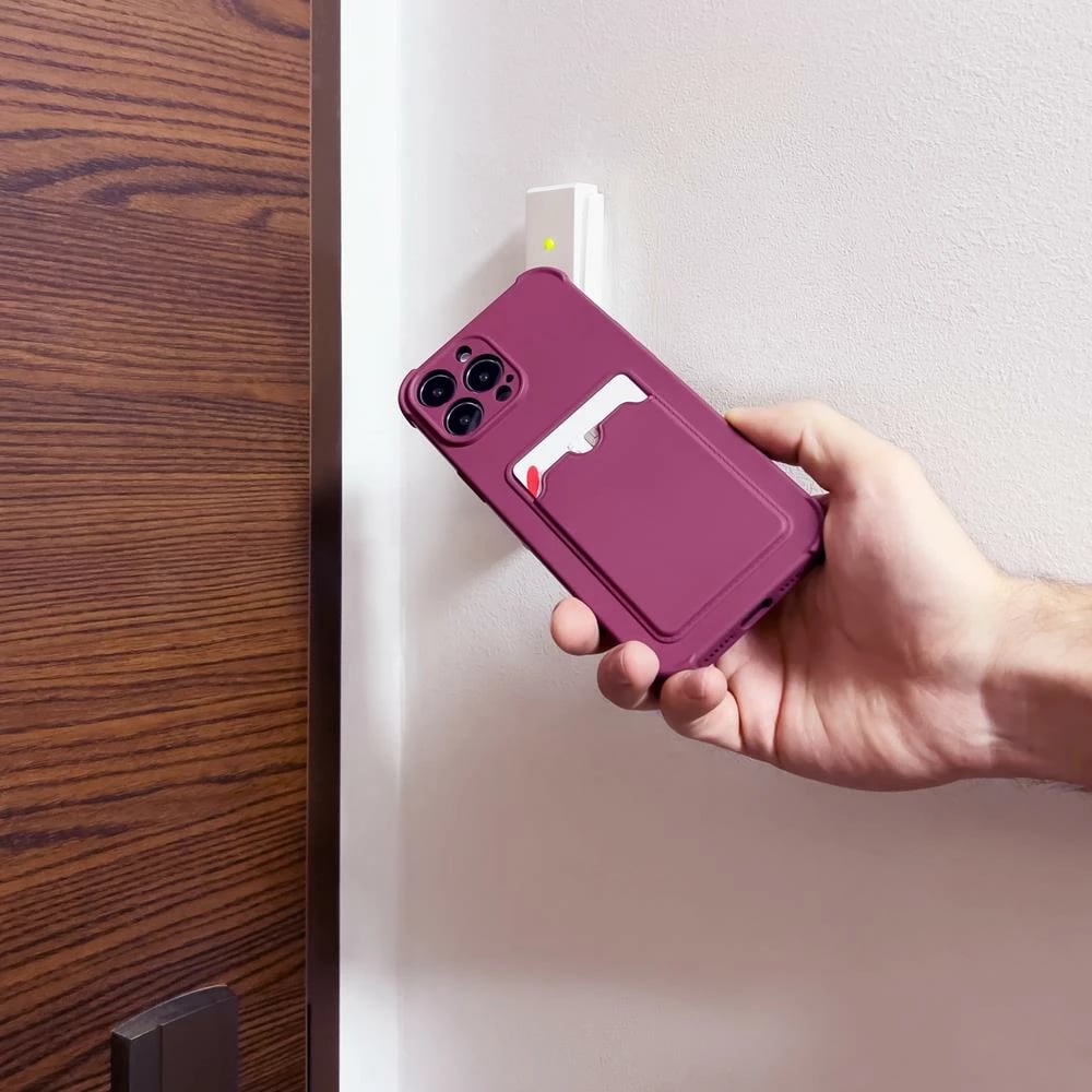 Mbështjellës Hurtel Card Armor për iPhone 12 Pro Max, silikon, xhep për kartela, Kuq