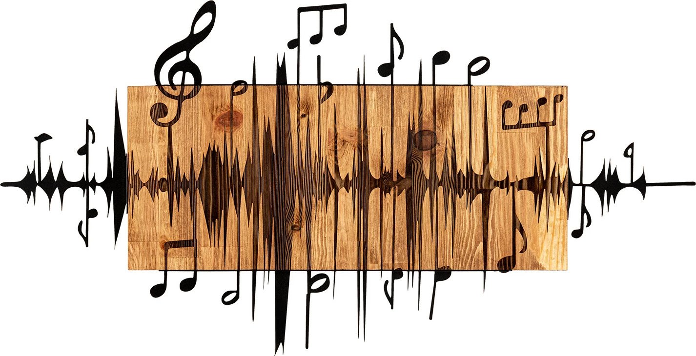 Aksesor dekorativ për mur, dru dhe metal, Wallity Efsa, ngjyrë e zezë dhe arre, 90x47cm