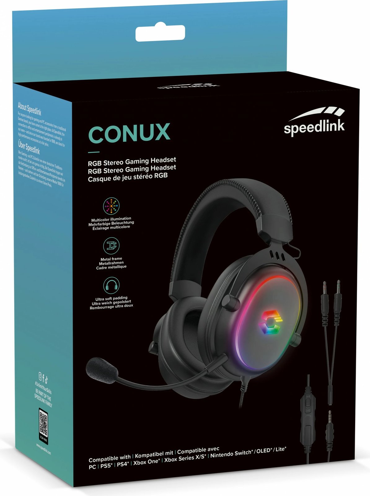 Kufje Speedlink CONUX RGB, Wired, Gaming, 265 g, E zezë