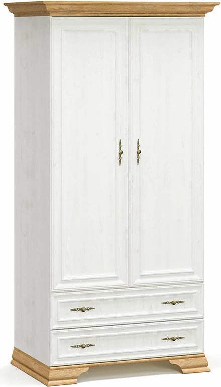 Dollap Jaden dy fletësh ngjyrë lisi të artë-bardhë antik 101x62x197,5cm