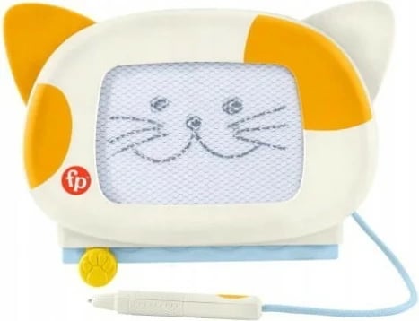 Dërrasë vizatimi Fisher Price Doodle Pro Kitty, për fëmijë, me stilolaps magnetik, bardhë/portokalli
