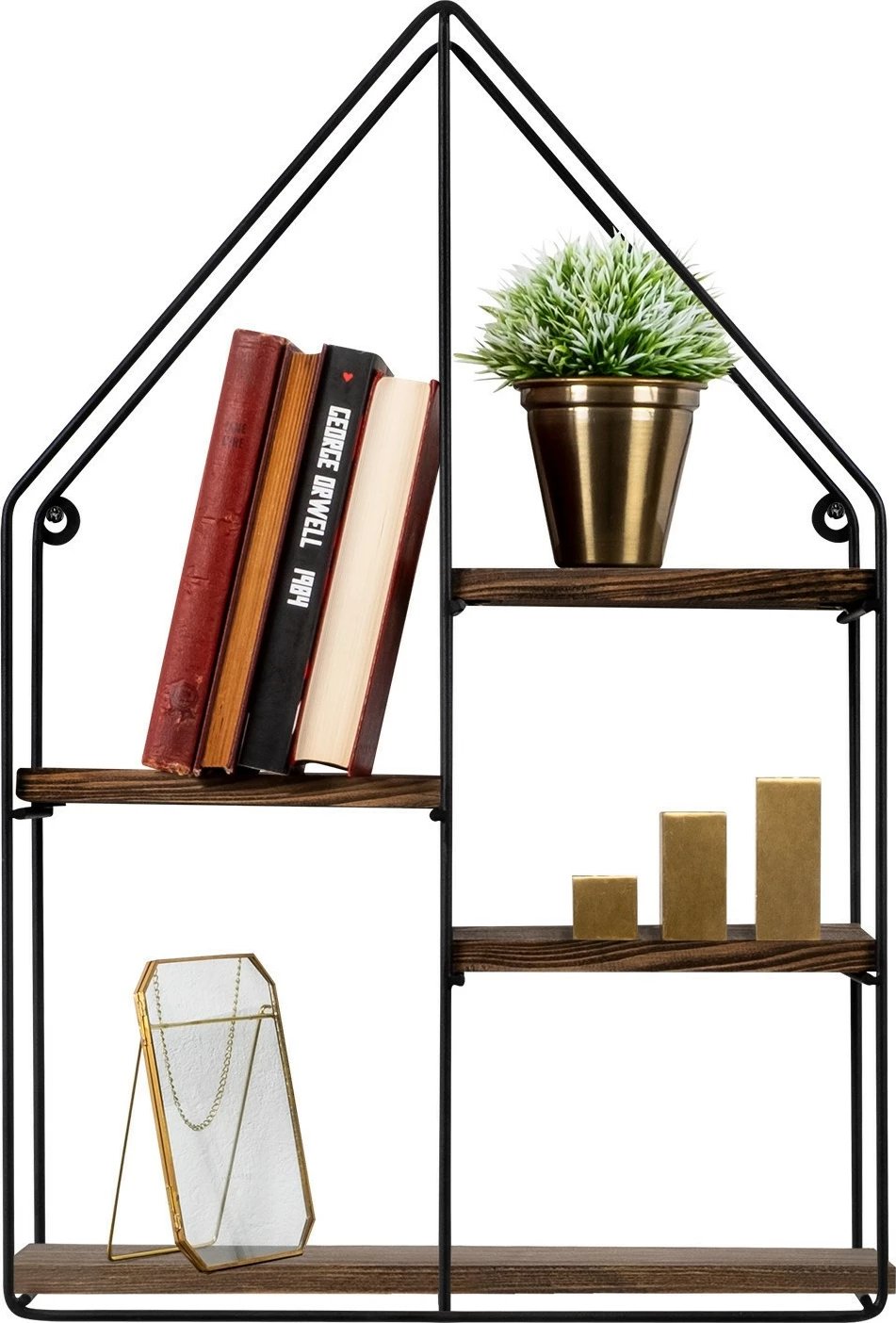 Raft muri Skye Decor, ngjyrë e zezë dhe arre, Lilium