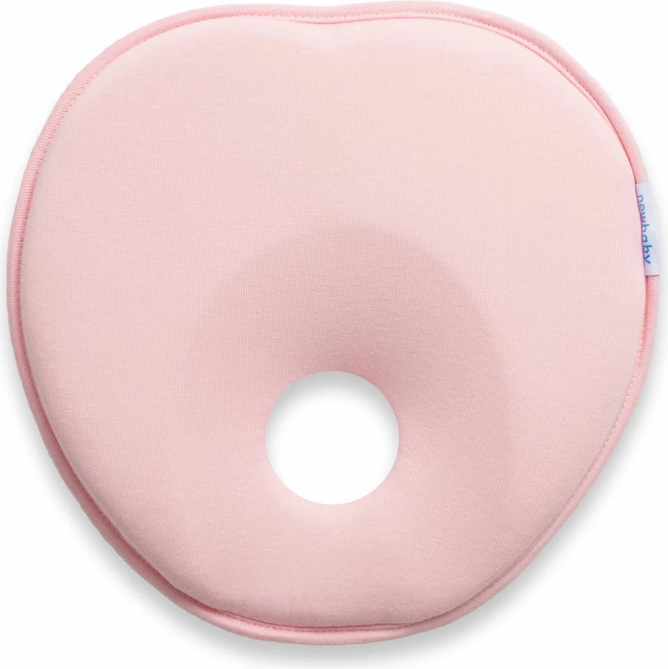 Jastëk foshnje ergonomik, New Baby, BASIC, 21x30 cm, shkumë poliuretani, 0-6 muaj, rozë