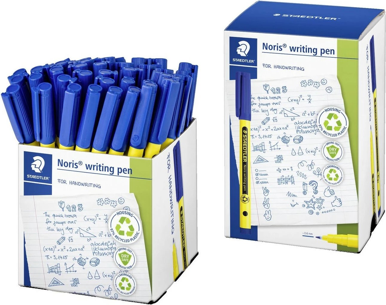 Stilolaps STAEDTLER Noris, ngjyrë kaltër, majë e hollë, trup i rrumbullakët, klip, plastikë e ricikluar