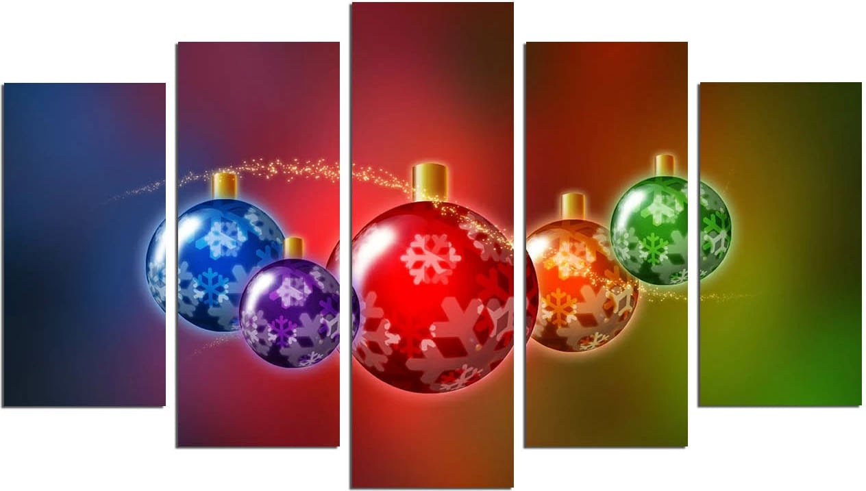 Pikturë dekorative MDF (5 pjesë), Wallity, 5PMDFNOEL-3