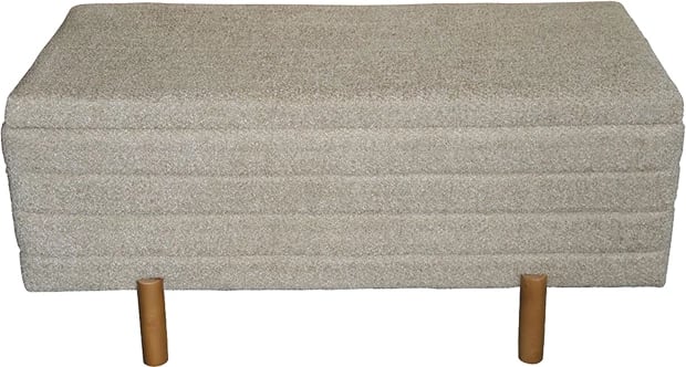 Set dy karrige-trunk Cindy Inart, pëlhurë bouclé, ngjyrë bezhë dhe bardhë