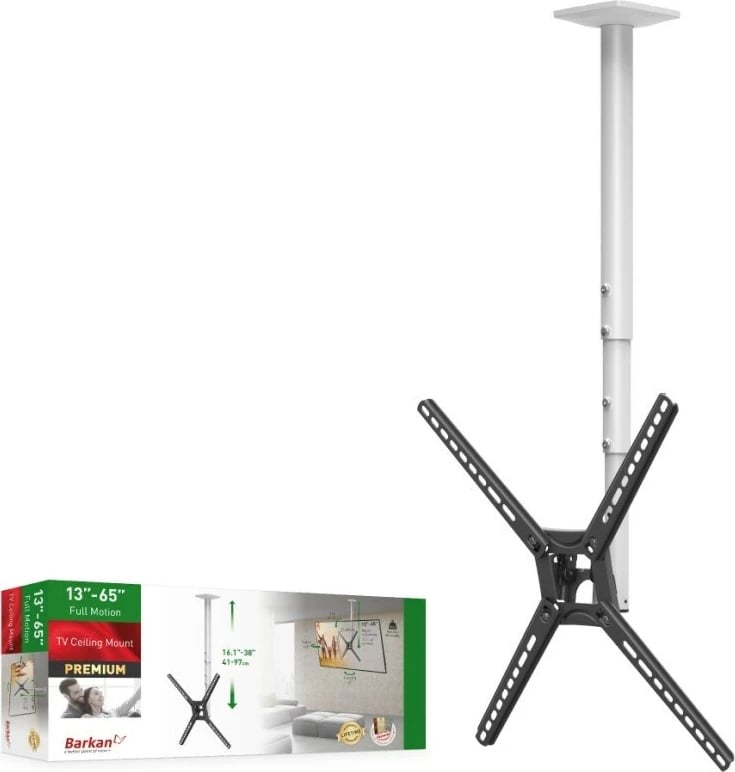 Mbajtës TV ART 3500W, për tavan, 65", Bardhë