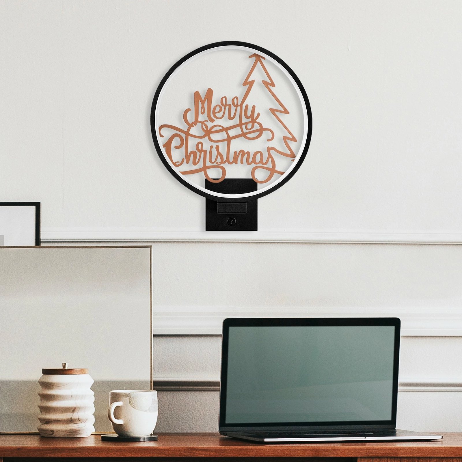 Llambë muri dekorative, ngjyrë e zezë dhe bakri, XMAS18