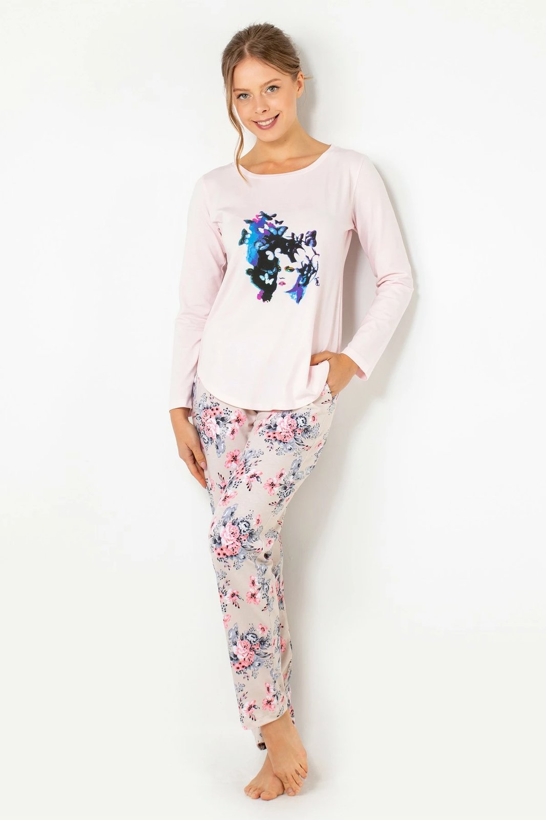 Set pizhamash për gra, ngjyrë trëndafili, Jumeon 002-000257