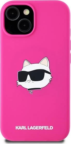Mbështjellës Karl Lagerfeld Silicone Choupette Head MagSafe për iPhone 15 Plus / 14 Plus, Rozë
