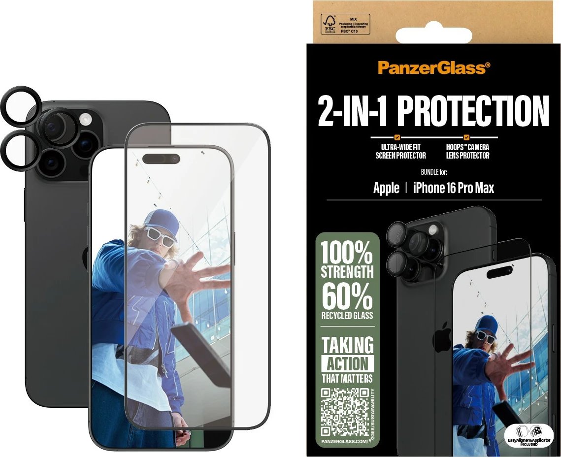 Mbrojtës ekrani PanzerGlass për iPhone 16 Pro Max, transparent