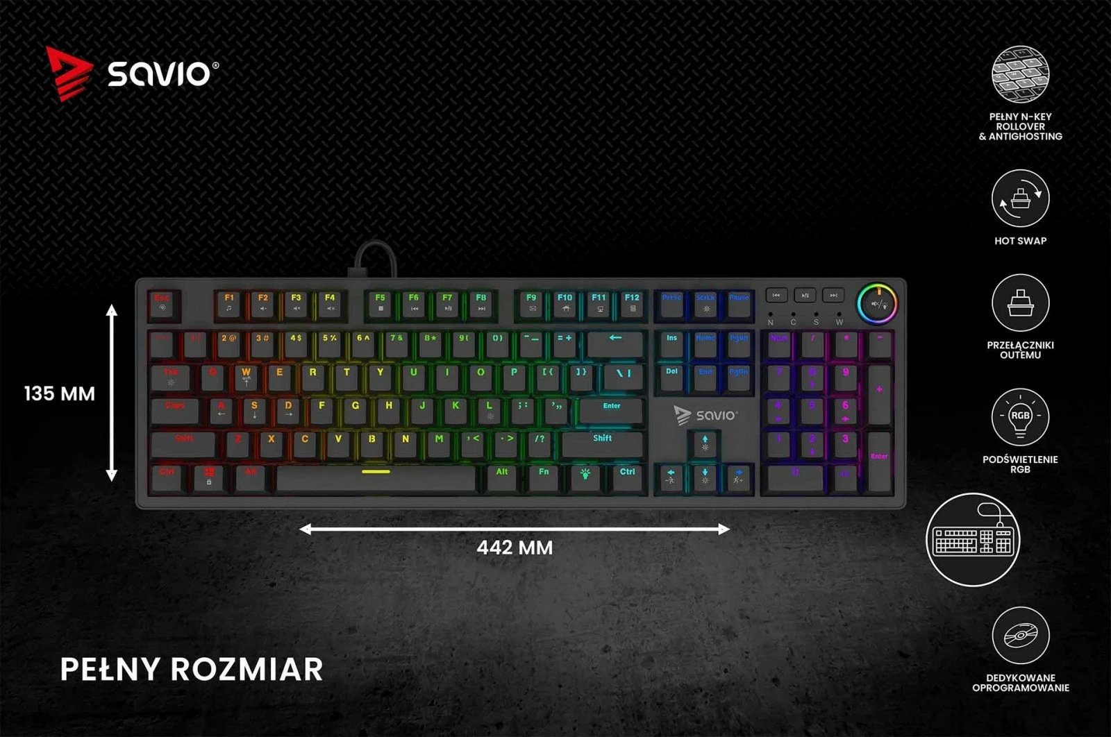 Tastierë mekanike Savio STYX RED, RGB, Hot Swap, me kabllo, e zezë Tastierë mekanike Savio STYX RED, RGB, Hot Swap, me kabllo, e zezë