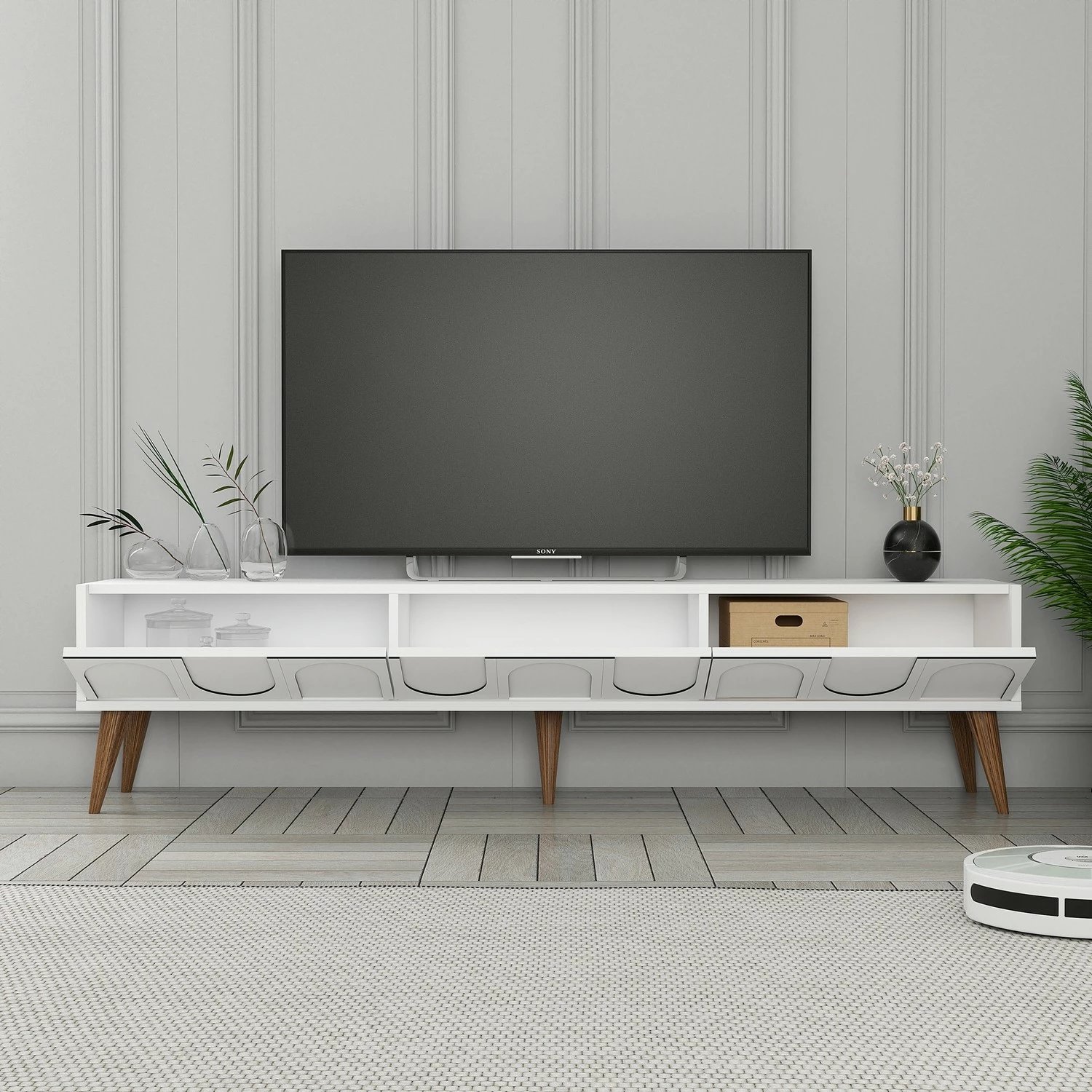 Komodë TV Hanah Home, Lyon 44, e bardhë dhe arre