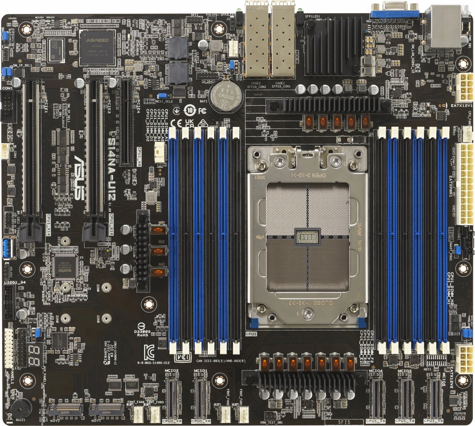 Pllakë amë ASUS S14NA-U12/ASMB11, LGA 4844, DDR5, 2x25G