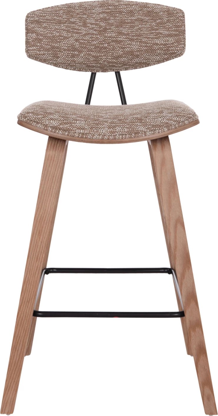 Karrige për bar, lartësi mesatare, INOVER FH9984.01, dru i bardhë, material kafe, 50x48x90cm