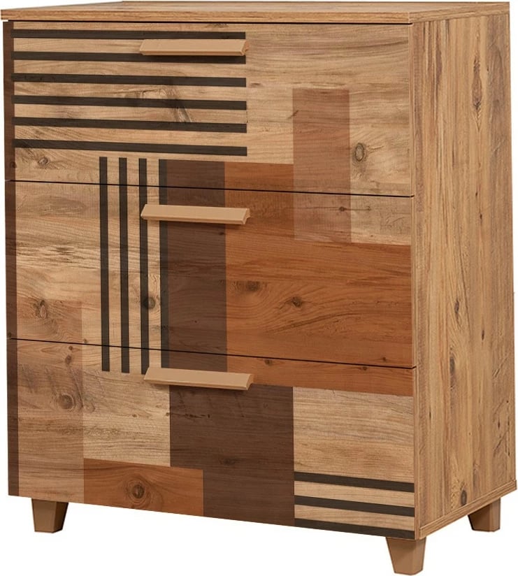 Komodë Hanah Home, Leva Gravis Colorblock, ngjyrë Atlantic Pine, 80x95x43cm