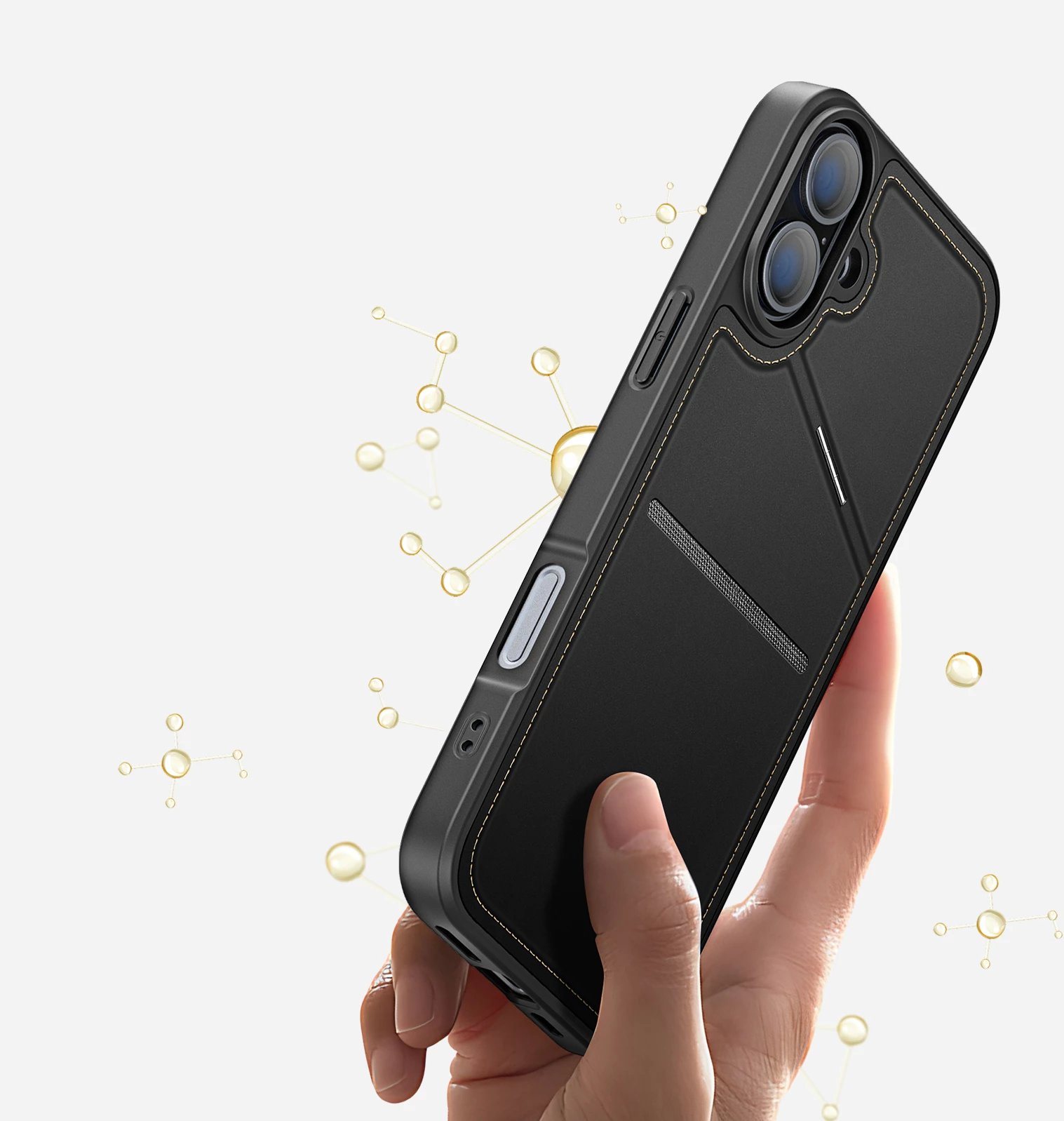 Mbështjellës Dux Ducis Rafi II Mag për iPhone 16, me MagSafe, portofol RFID, me mbajtëse, i zi