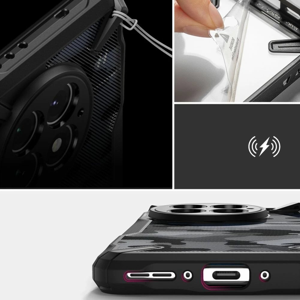Mbështjellës Ringke Fusion X për OnePlus 13, Black Camo