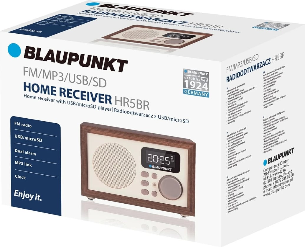 Radio Shtëpiake me Bluetooth, MP3, USB, SD dhe Dy Alarme BLAUPUNKT HR5BR