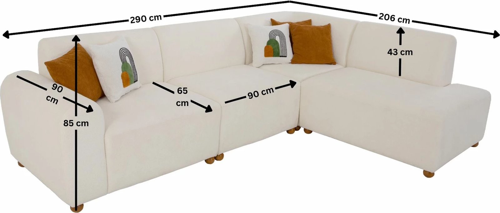 Këndore Atelier del Sofa S-Loft, e bardhë, e djathtë