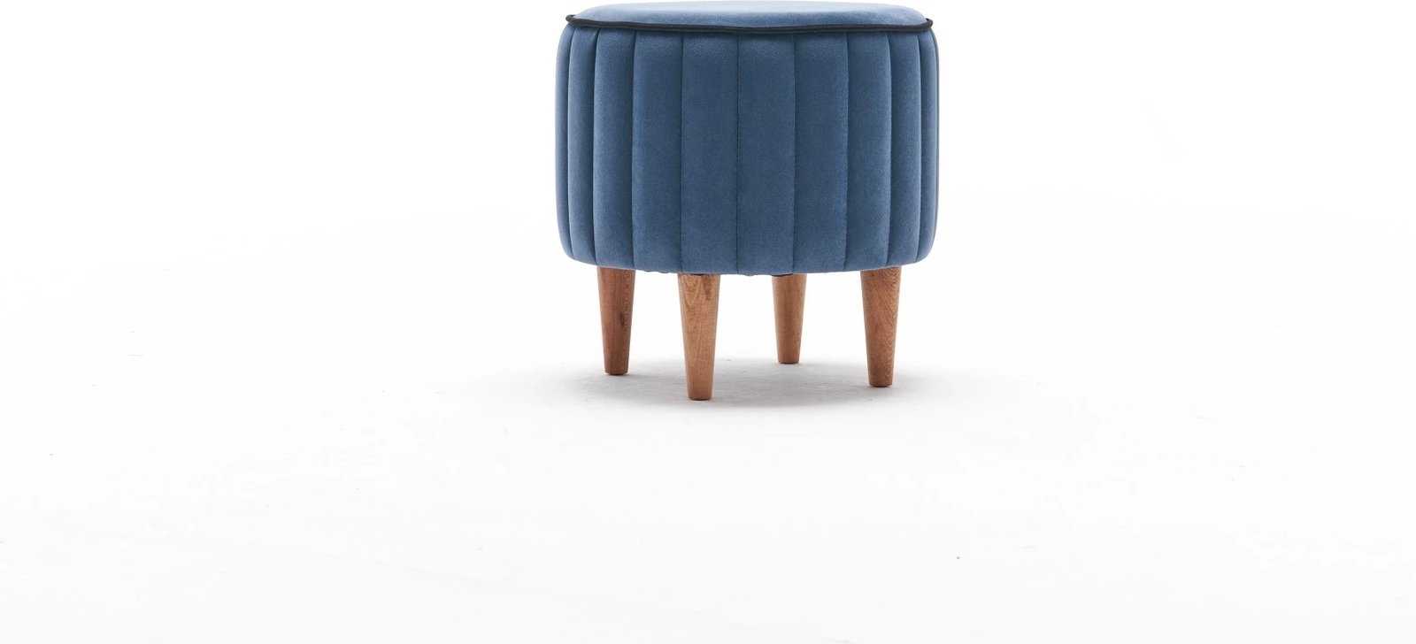 Puf Lindy, kadife, trup druri, ngjyrë kaltër, 40x40x40cm