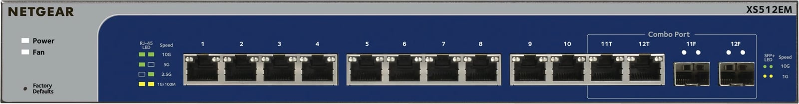 Switch NETGEAR XS512EM, 12 porta 10G, Managed, Rack 1U, blu/gri