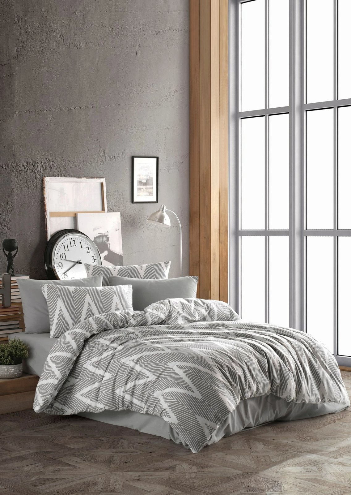 Set mbulesë për jorgan dopio, L'essentiel Olivia, gri-bardhë Set mbulesë për jorgan dopio, L'essentiel Olivia, gri-bardhë