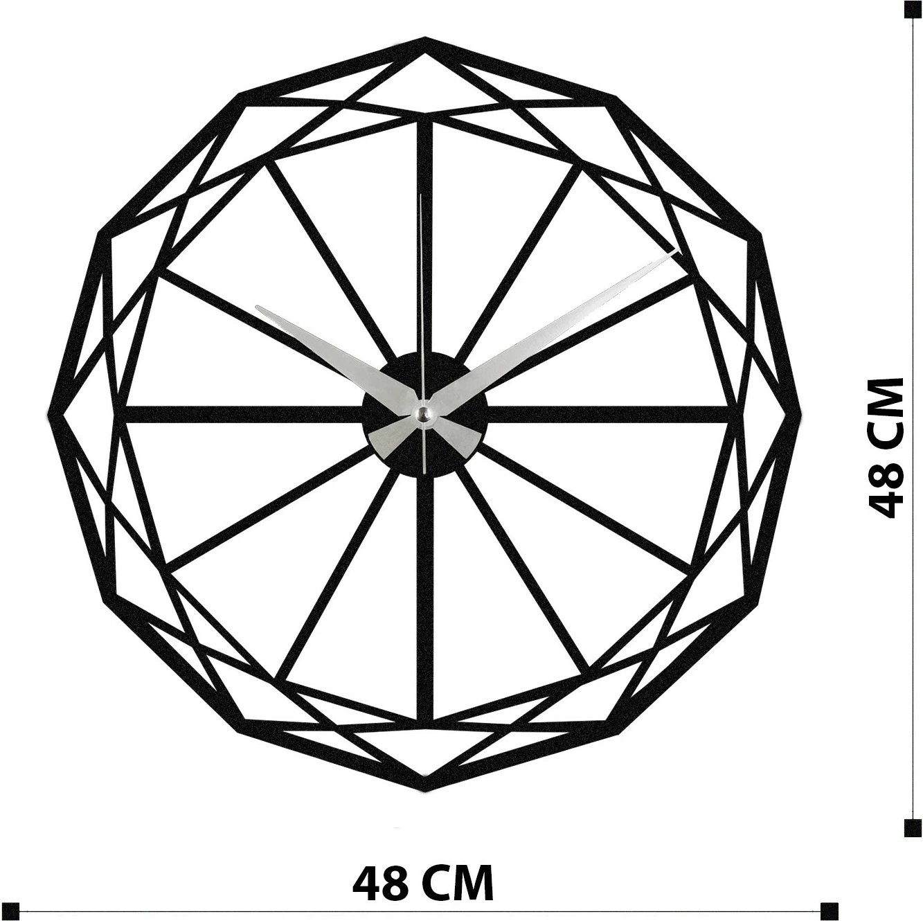 Orë muri dekorative prej metali, Wallity Enzoclock - S013, e zezë, 48x48cm