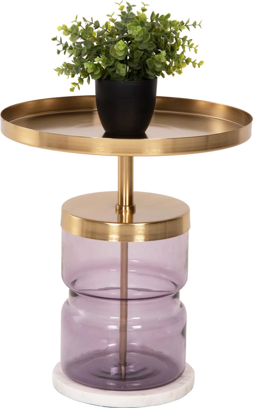 Tavolinë anësore HAILEY FH9729 xham-metali në ar Φ39,5x45Hcm