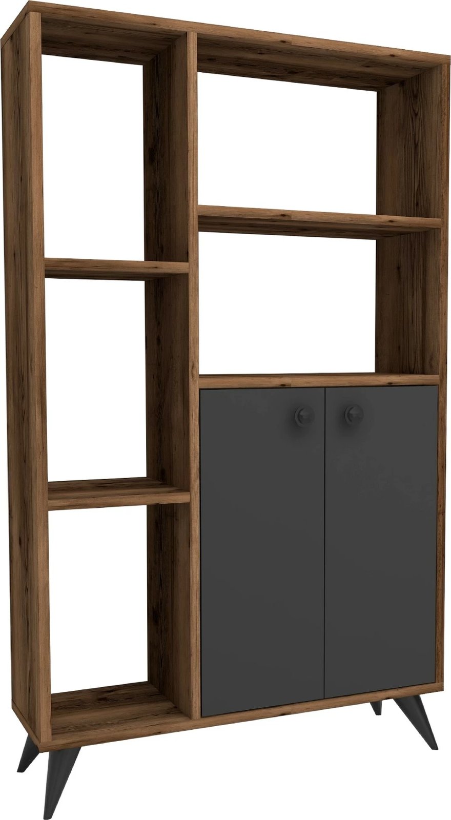 Raft librash Hanah Home, Meldan, ngjyrë arrë e çelët, antracit