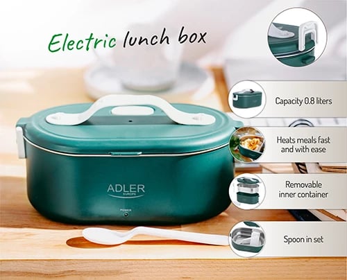 Kuti dreke elektrike, Adler, AD 4505, 0.8L, inox SUS304, 48W, me lugë, e gjelbër