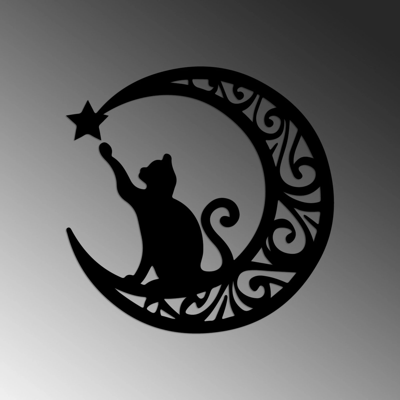 Aksesor dekorativ metalik për mur, mace, Wallity, 55x55cm